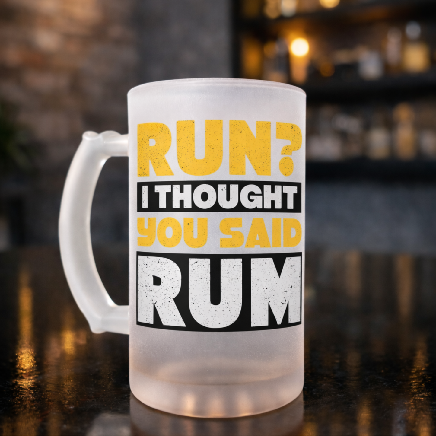 "Run? I Thought You Said Rum" Beer Mug