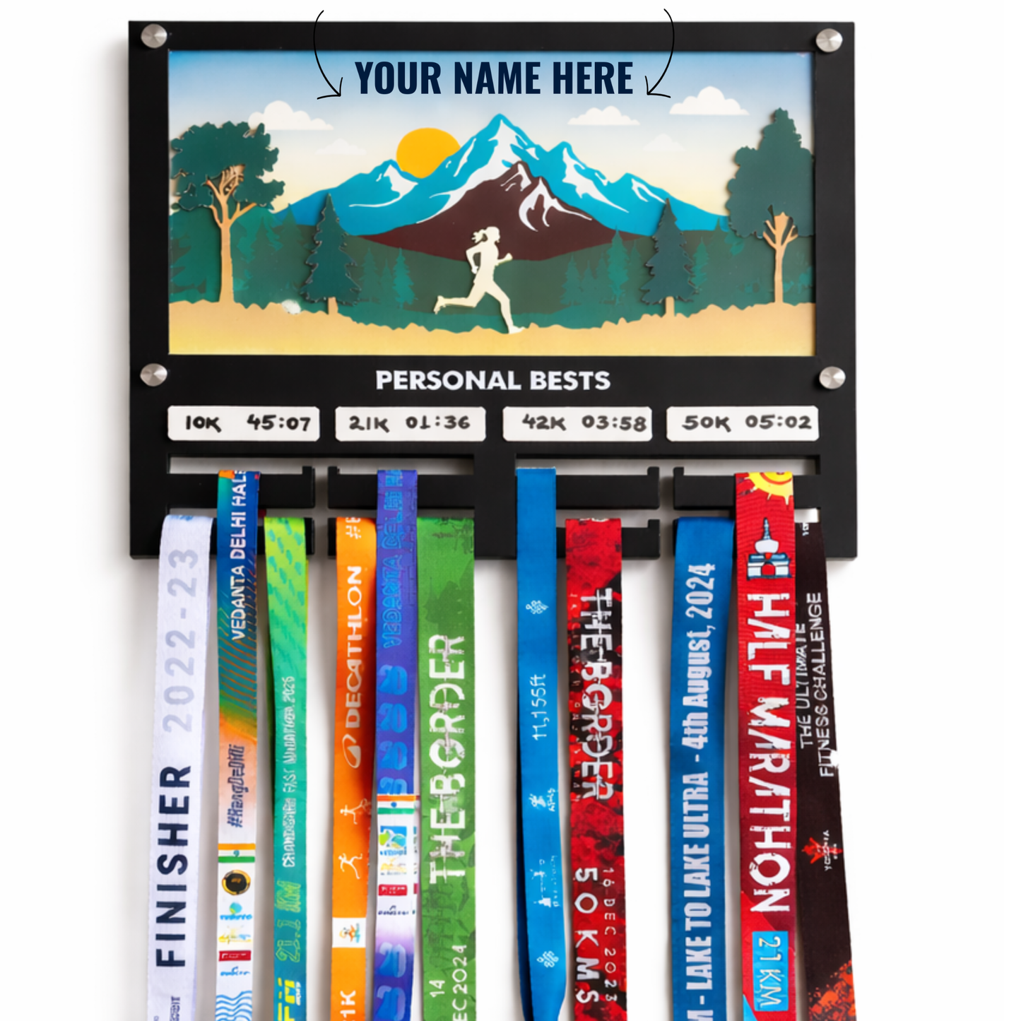 Goal Getter – Personalized Running Medal Hanger with PB Stats for Runners