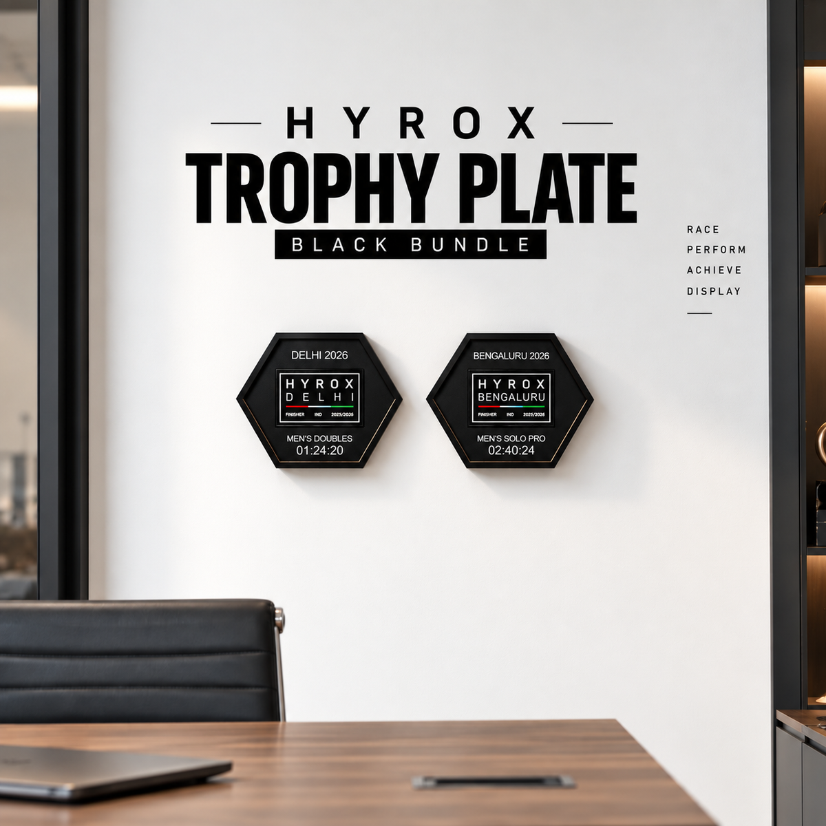 Hyrox Trophy Plate Black Bundle Set of 2