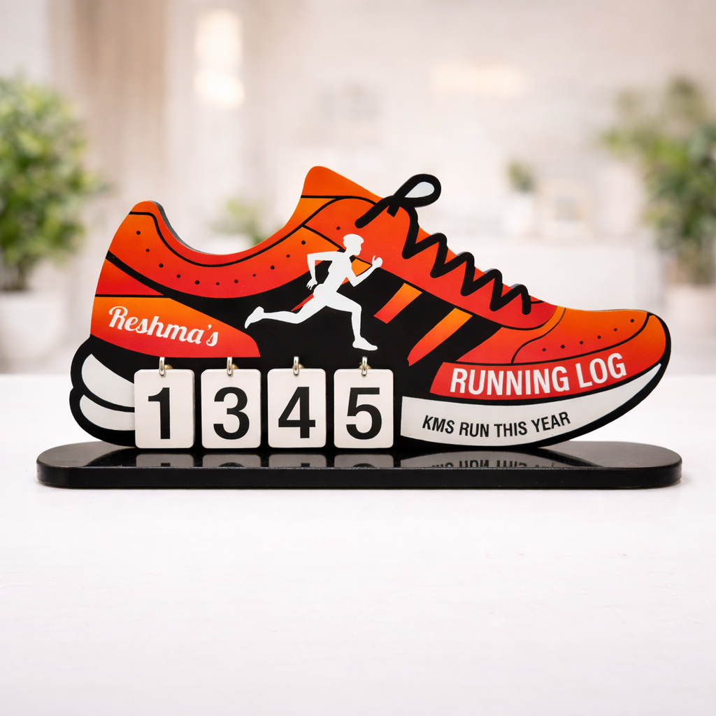 Personalized Running Log – Shoe Tabletop KM Tracker