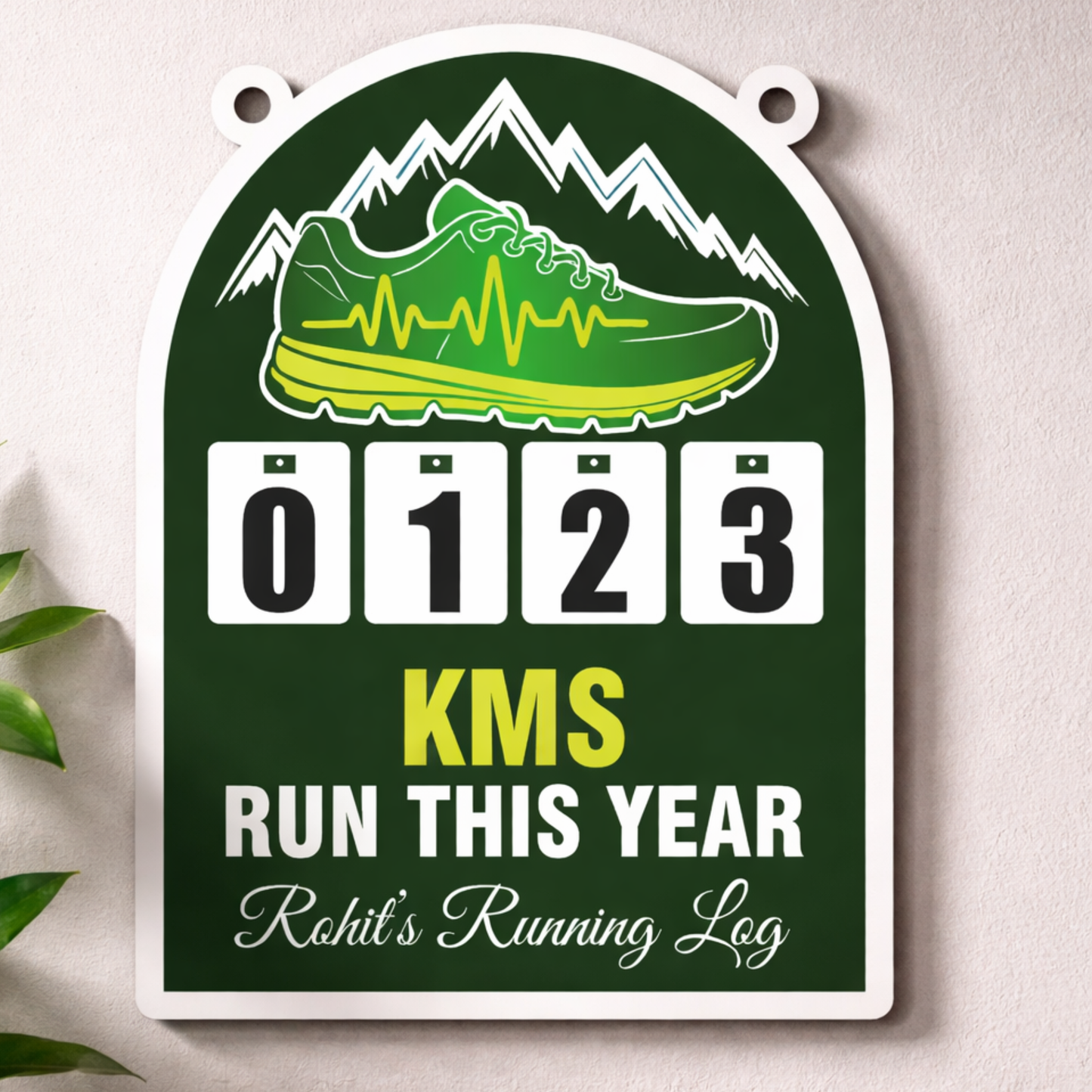 Personalized Running Log – Wall Hanging KM Tracker