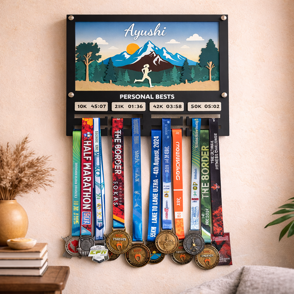 Goal Getter – Personalized Running Medal Hanger with PB Stats for Runners