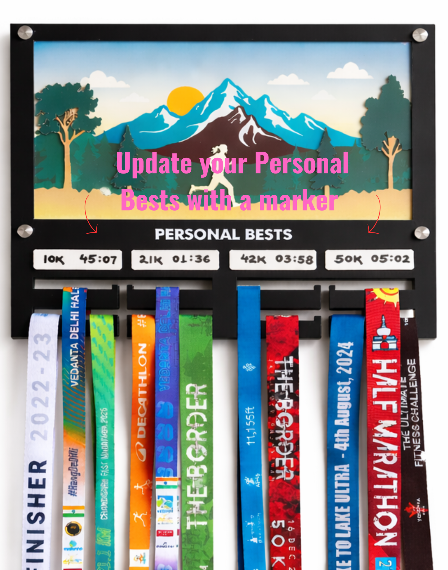 Goal Getter – Personalized Running Medal Hanger with PB Stats for Runners