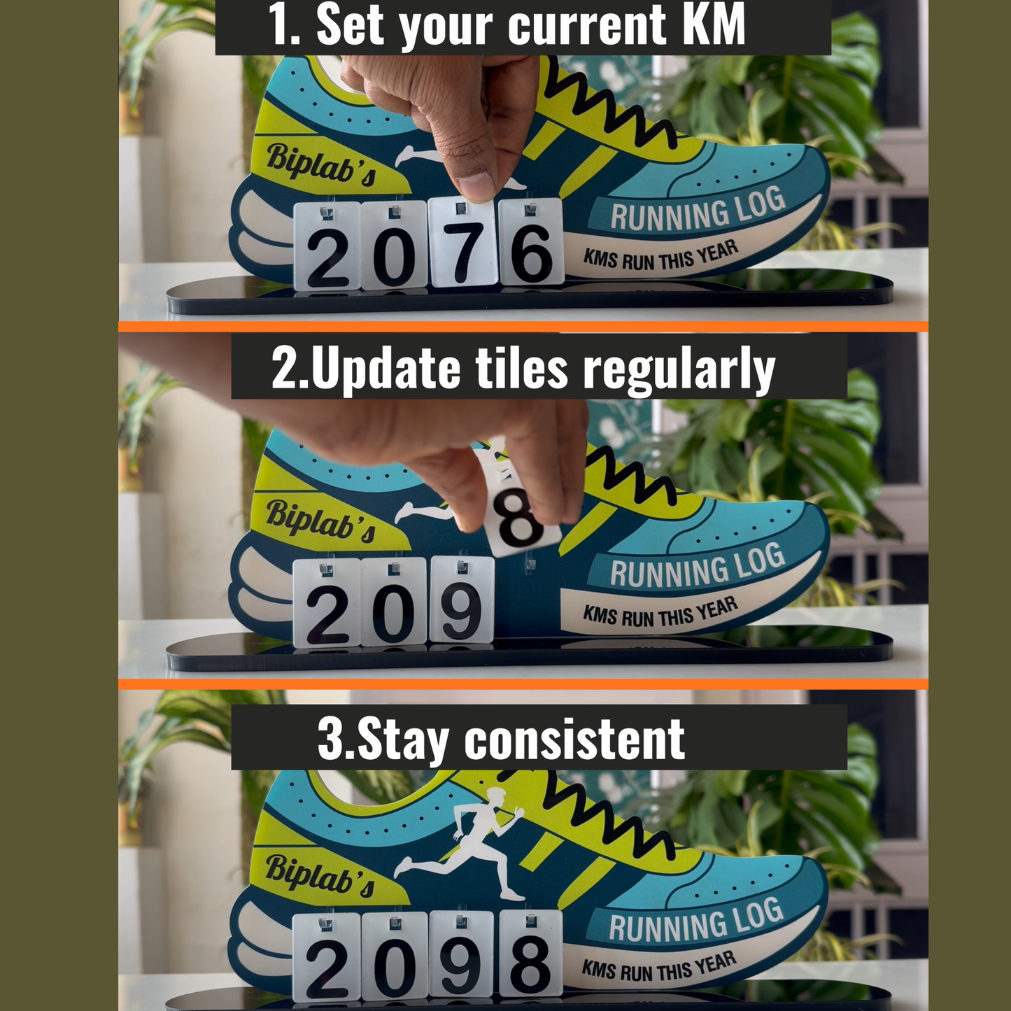 Personalized Running Log – Shoe Tabletop KM Tracker