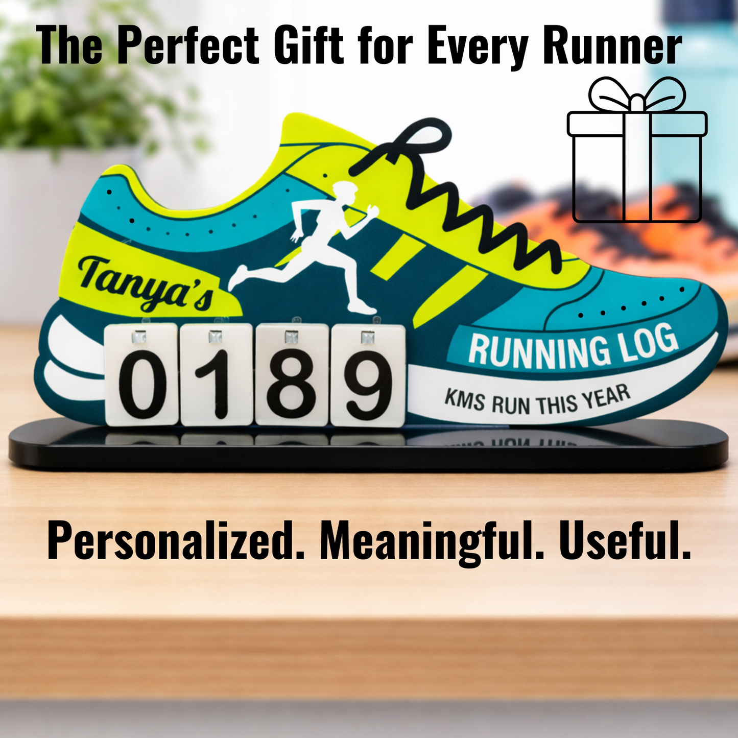 Personalized Running Log – Shoe Tabletop KM Tracker