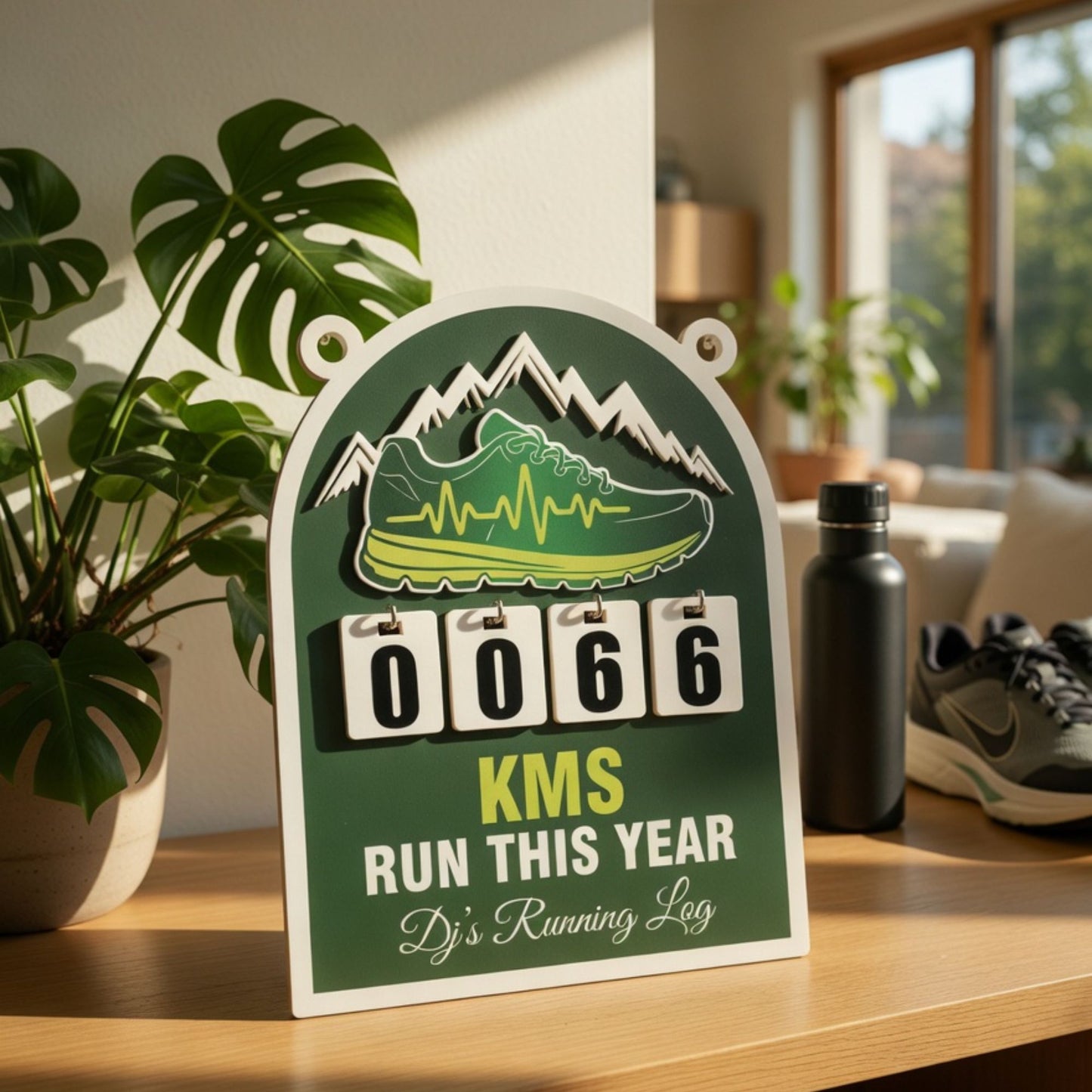 Personalized Running Log – Wall Hanging KM Tracker