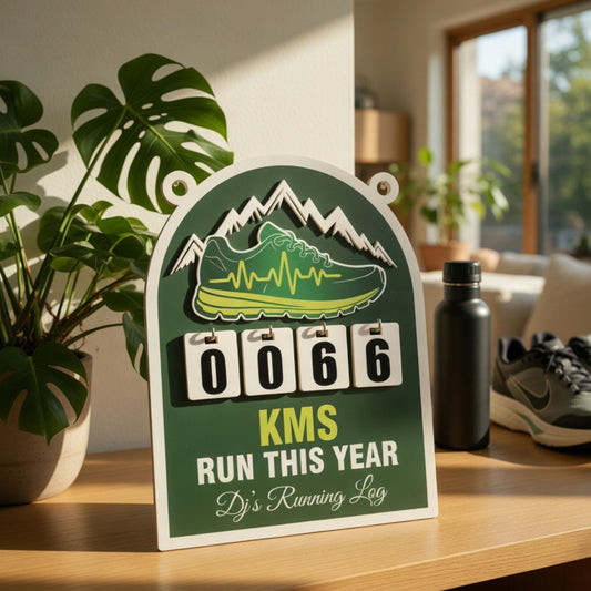 Personalized Running Log – Wall Hanging KM Tracker