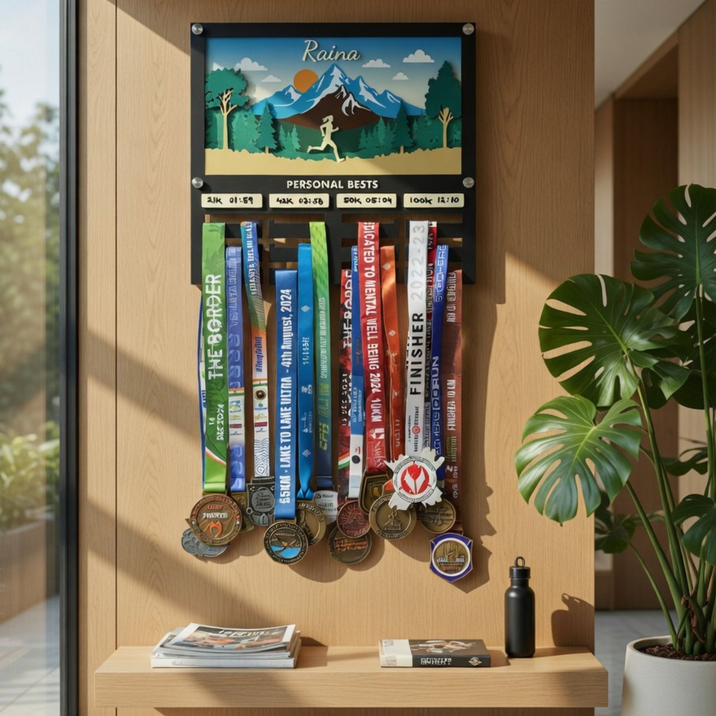 Goal Getter – Personalized Running Medal Hanger with PB Stats for Runners